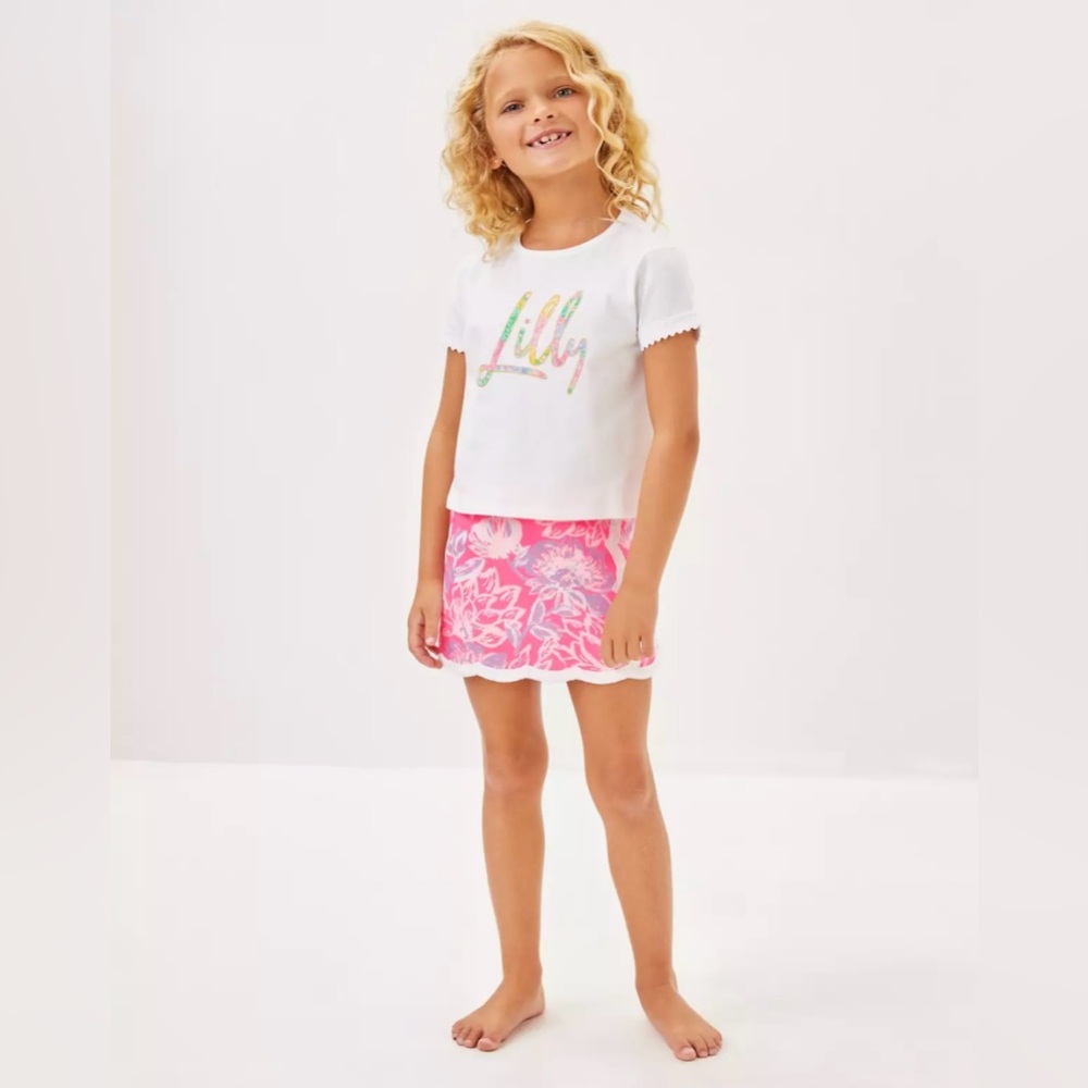 Lilly Pulitzer Girls Mini Michelina Skort Rousseau Pink Zen Garden XS 2T/3T NWT - Picture 2 of 9
